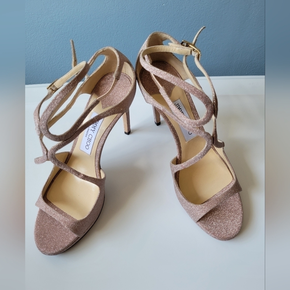 Jimmy Choo Women's Lance 100 Strappy High-Heel Platform Sandals Size 39 Pink